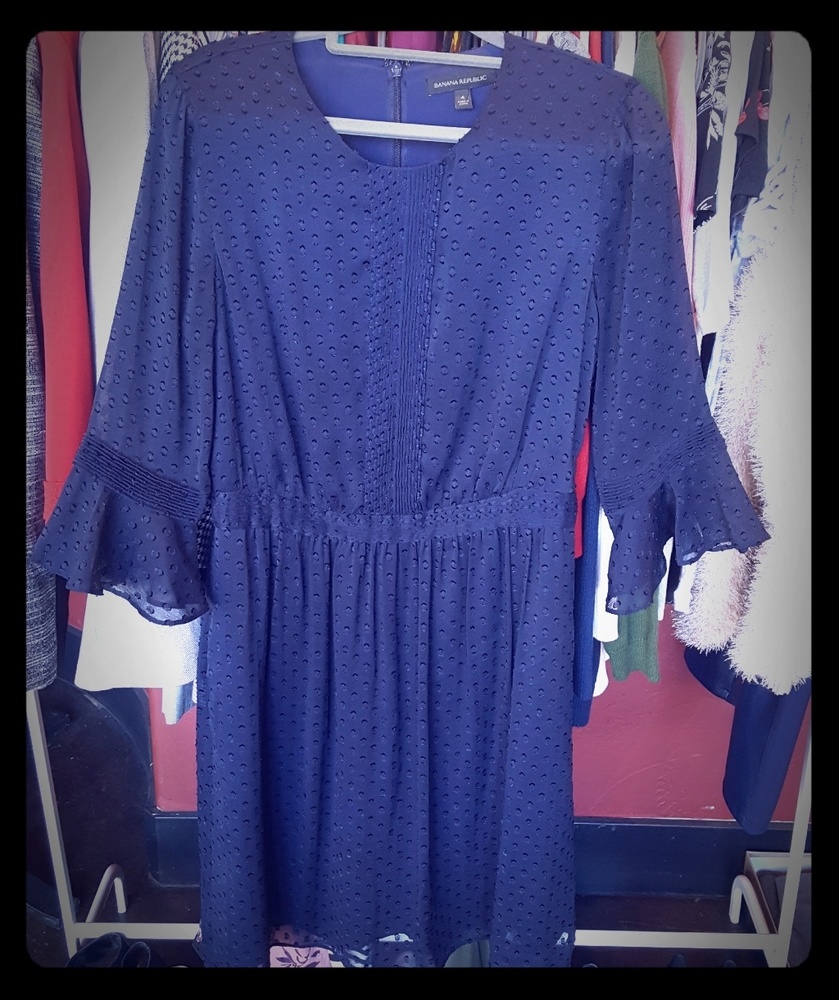 Navy Bell Sleeve Dress | Banana Republic | Size 4